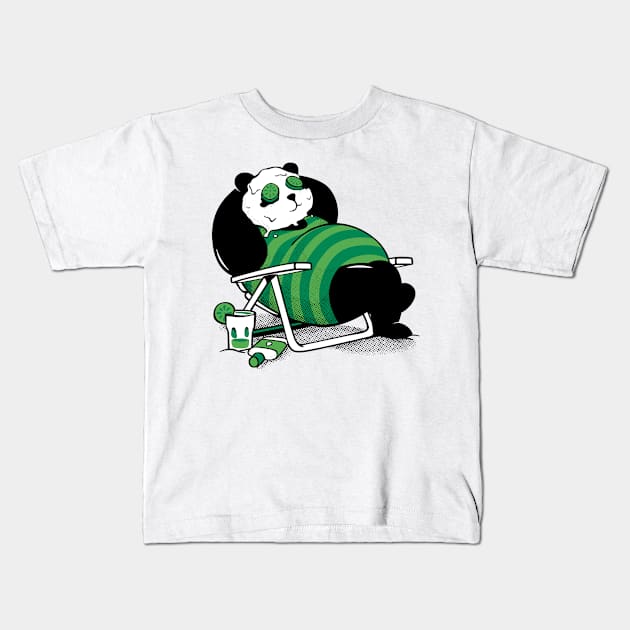 Cool Retro Panda Sunset 80s Summer Kids T-Shirt by zawitees